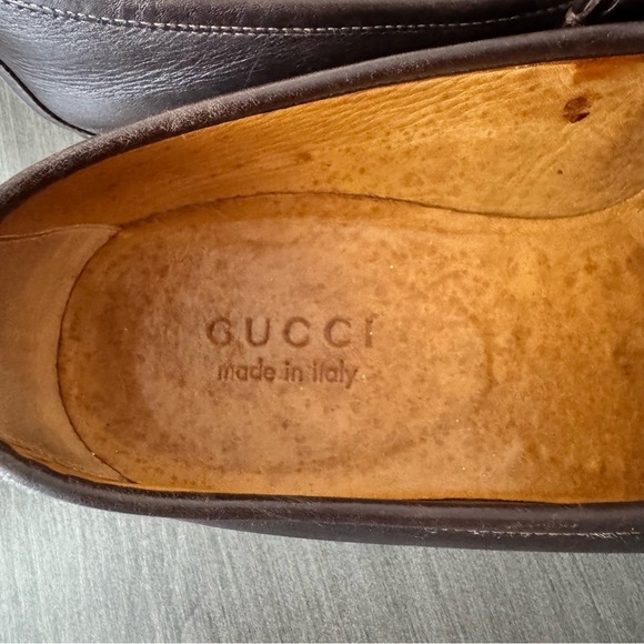 Gucci Brown Leather Horsebit Stripe Loafers shoes size 10.5 - Picture 10 of 12